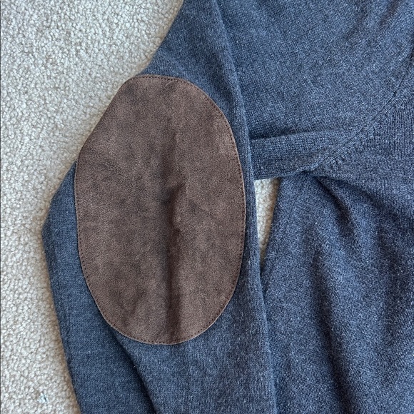 Polo by Ralph Lauren BOYS L 14/16 Charcoal Sweater with Brown Elbow Patches - Picture 2 of 4